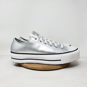 Converse All Star Lift Platform Shoes Womens 10.5 Silver Low Top Ox Sneaker